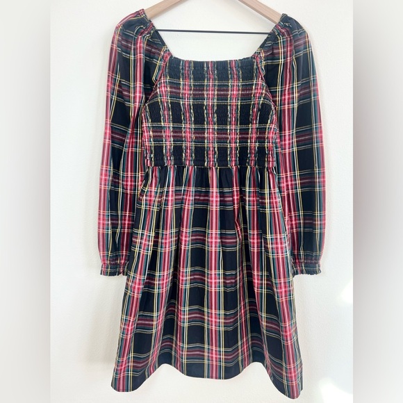 Crewcuts J Crew Girls Long Sleeve Plaid Holiday Smocked Dress Size 14 - Picture 1 of 13